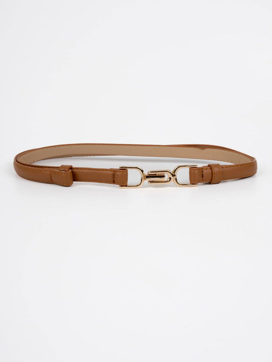 Leather Belt - Bayonne - Interlocking Buckle - Gold / Tan