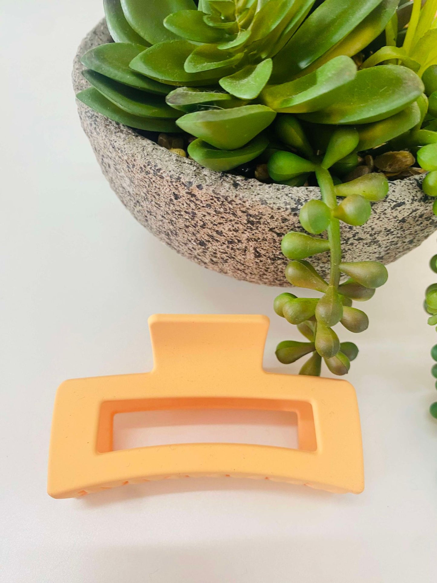 Square Design Hair Clip - Creamy Orange