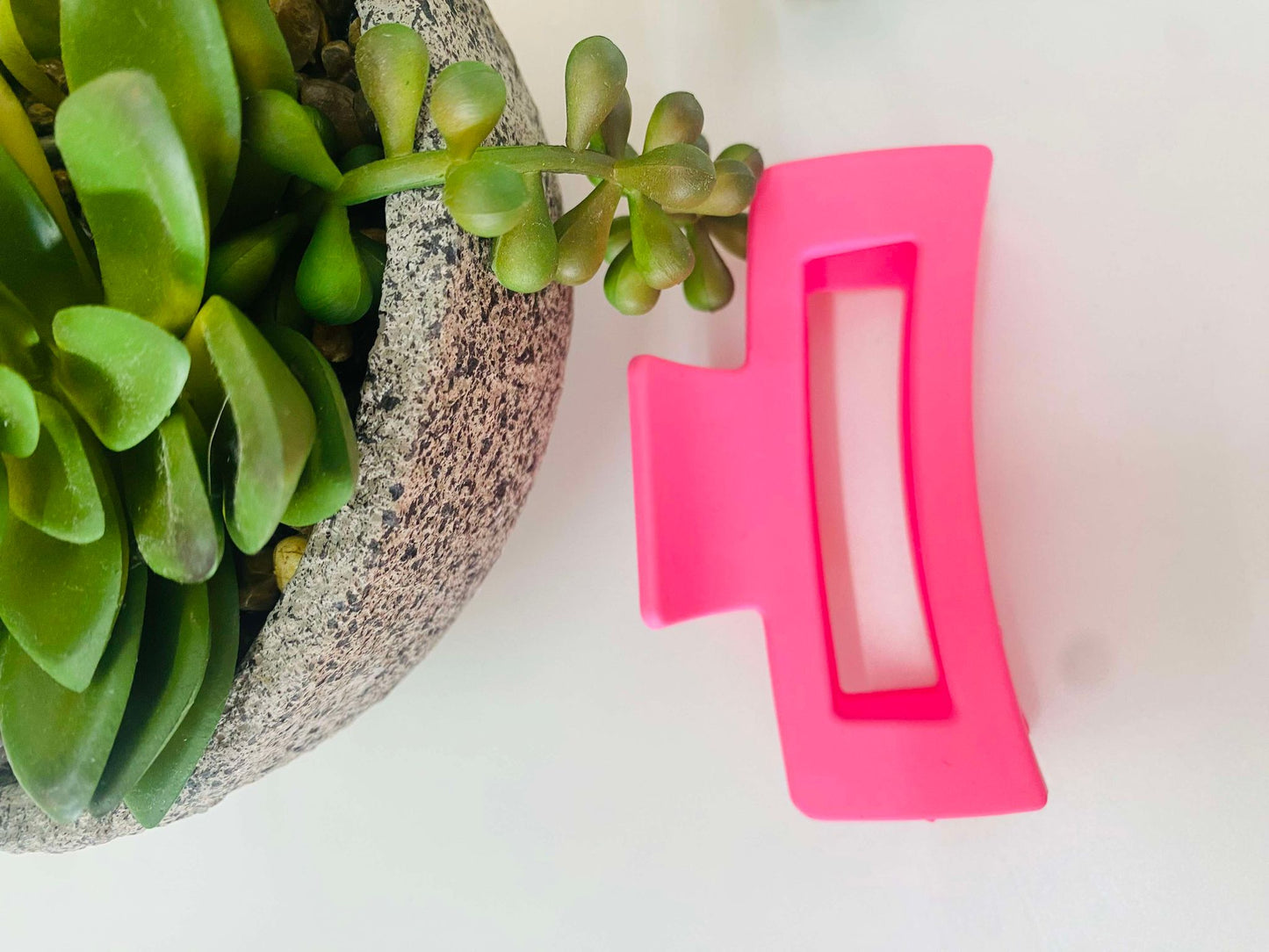 Square Design Hair Clip - Hot Pink