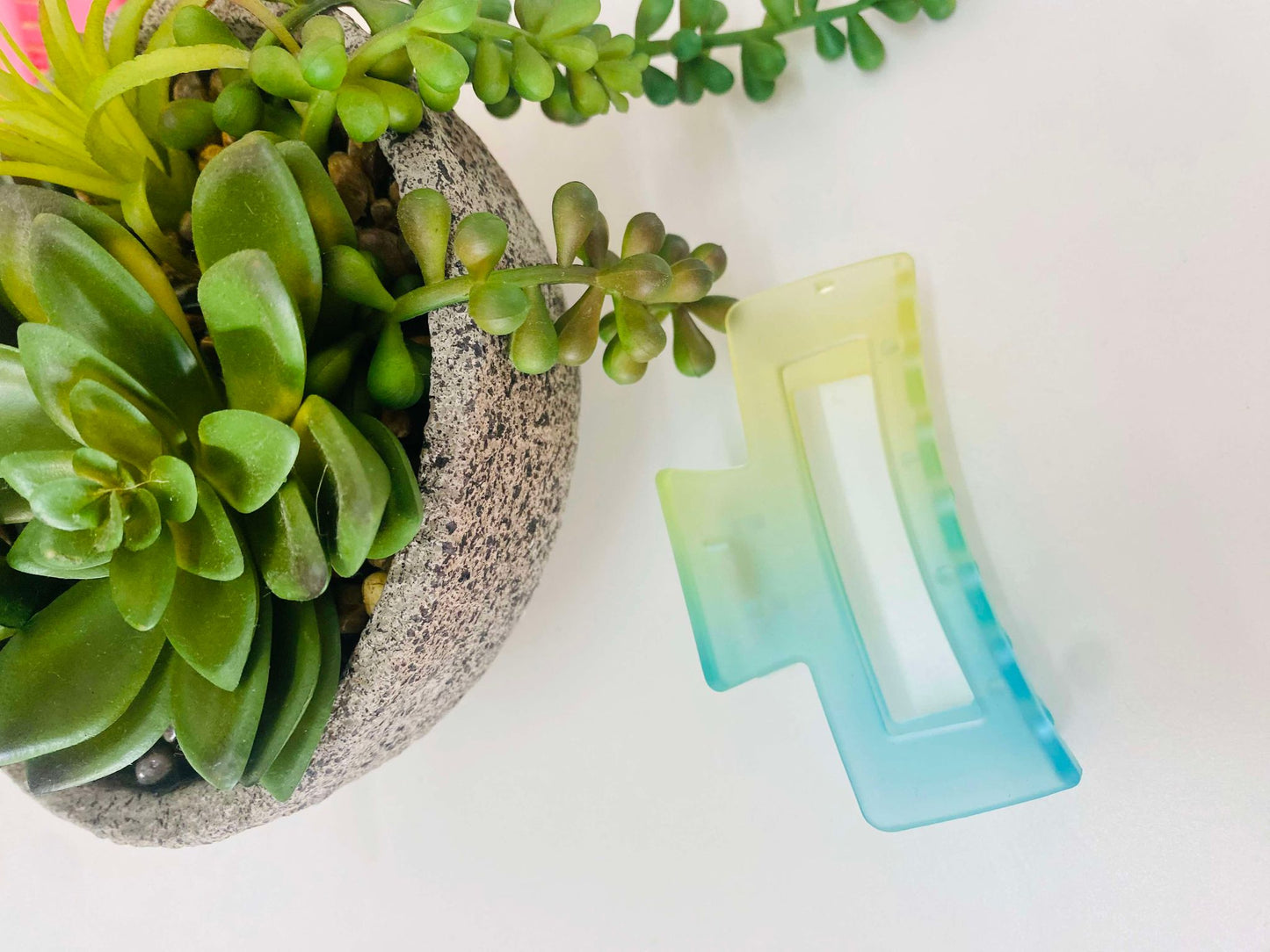 Square Design Hair Clip - Blue Green Blend