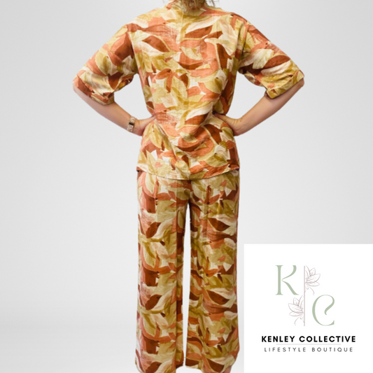 Abstract Rust Pant set - Shirt