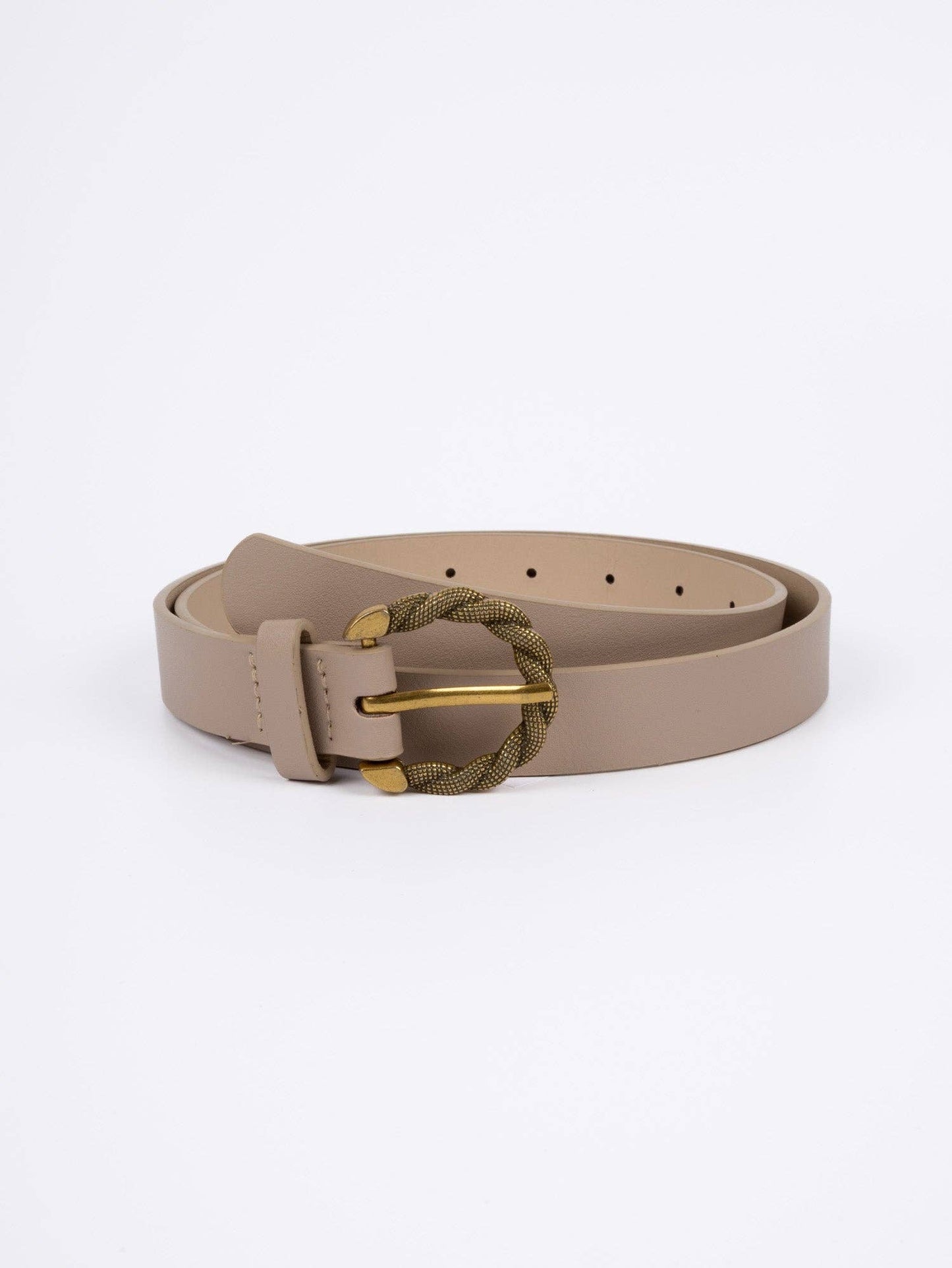 Leather Belt - Tours - Twisted Buckle - Gold / Beige