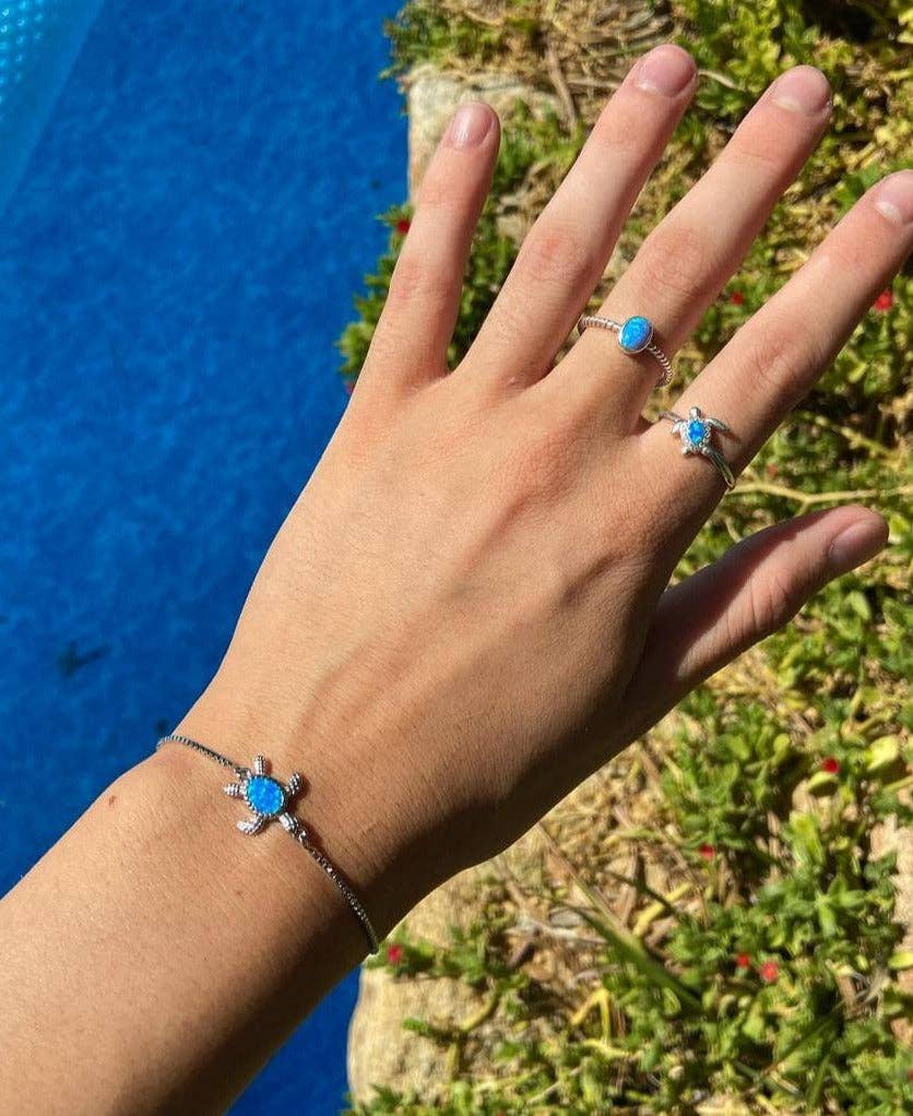 Blue Opal Turtle Bracelet