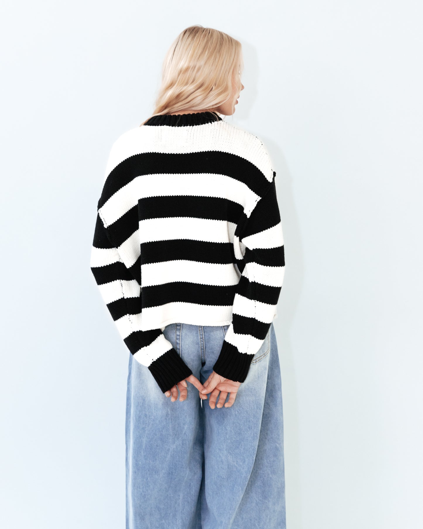 Sweater - Black & White Stripe